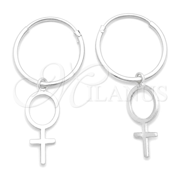 Sterling Silver Hoop Earrings — Small Hoop Cross Design Polished 02. — main product view — SKU 149488 | Plata 925 aretes de aro — Small Hoop cruz diseño pulido 02. — SKU 149488
