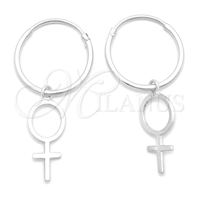 Sterling Silver Small Hoop, Cross Design, Polished, Silver Finish, 02.402.0050.15 for wholesale, main product view