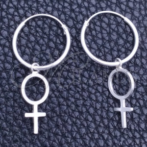 Sterling Silver Hoop Earrings — Small Hoop Cross Design Polished 02. — main product view — SKU 149488 | Plata 925 aretes de aro — Small Hoop cruz diseño pulido 02. — SKU 149488