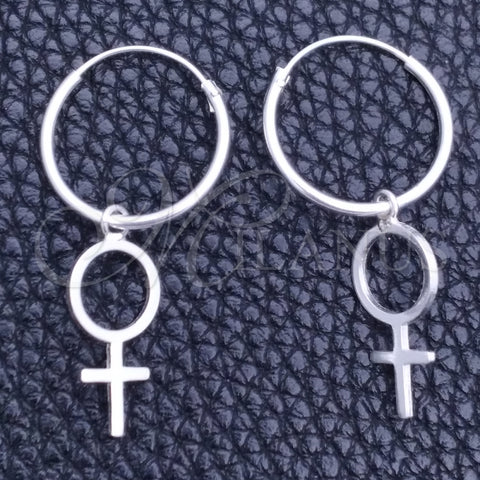 Sterling Silver Small Hoop, Cross Design, Polished, Silver Finish, 02.402.0050.15