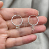 Sterling Silver Small Hoop, Flower Design, with Ivory Pearl, Polished, Silver Finish, 02.402.0051.15