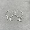 Sterling Silver Small Hoop, Flower Design, with Ivory Pearl, Polished, Silver Finish, 02.402.0052.15