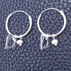 Sterling Silver Hoop Earrings — Small Hoop Heart Design with Ivory Pearl Polished — main product view — SKU 149492 | Plata 925 aretes de aro — Small Hoop corazón diseño with Ivory Pearl pulido — SKU 149492