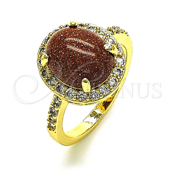 Gold Filled Ring — Multi Stone Ring with Brown Goldstone Venturina and — main product view — SKU 149505 | Oro Laminado anillo — Multi Stone Ring with Brown Goldstone Venturina and — SKU 149505
