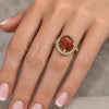 Oro Laminado Multi Stone Ring, Gold Filled Style with Brown Goldstone Venturina and White Micro Pave, Polished, Golden Finish, 01.284.0071.08 (Size 8)