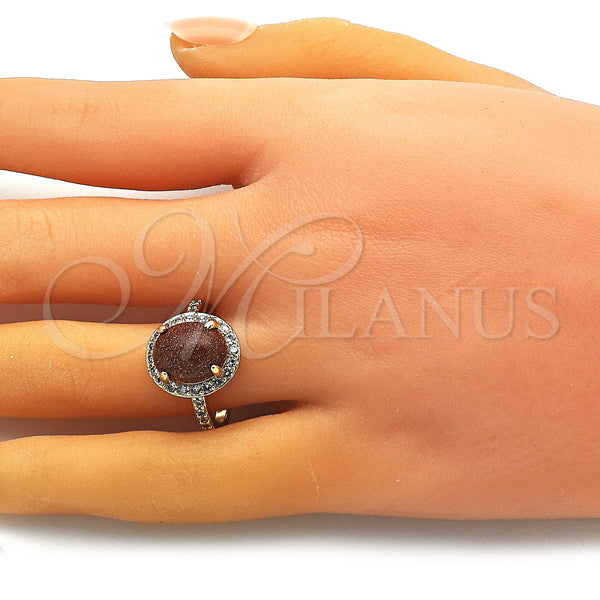 Gold Filled Ring — Multi Stone Ring with Brown Goldstone Venturina and — alternate product view — SKU 149507 | Oro Laminado anillo — Multi Stone Ring with Brown Goldstone Venturina and — SKU 149507