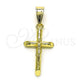 Oro Laminado Religious Pendant, Gold Filled Style Crucifix Design, Polished, Golden Finish, 05.253.0166
