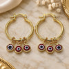 Oro Laminado Small Hoop, Gold Filled Style Evil Eye Design, Red Resin Finish, Golden Finish, 02.63.2749.25