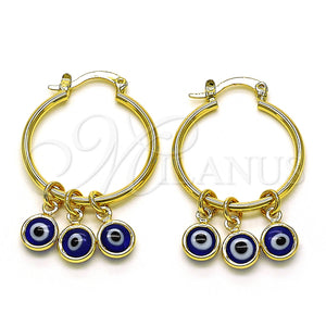 Gold Filled Hoop Earrings — Small Hoop Evil Eye Design Blue Resin 02.63. — main product view — SKU 149514 | Oro Laminado aretes de aro — Small Hoop Evil Eye diseño Blue Resin 02.63. — SKU 149514