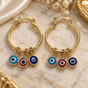 Oro Laminado Small Hoop, Gold Filled Style Evil Eye Design, Multicolor Resin Finish, Golden Finish, 02.63.2749.2.25