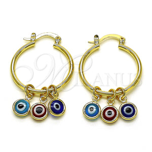 Gold Filled Hoop Earrings — Small Hoop Evil Eye Design Multicolor Resin 02.63. — main product view — SKU 149515 | Oro Laminado aretes de aro — Small Hoop Evil Eye diseño Multicolor Resin 02.63. — SKU 149515