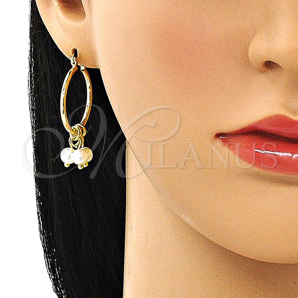 Gold Filled Hoop Earrings — Small Hoop with Ivory Pearl Polished 02.63. — alternate product view — SKU 149516 | Oro Laminado aretes de aro — Small Hoop with Ivory Pearl pulido 02.63. — SKU 149516