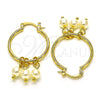Oro Laminado Small Hoop, Gold Filled Style with Ivory Pearl, Polished, Golden Finish, 02.63.2750.25
