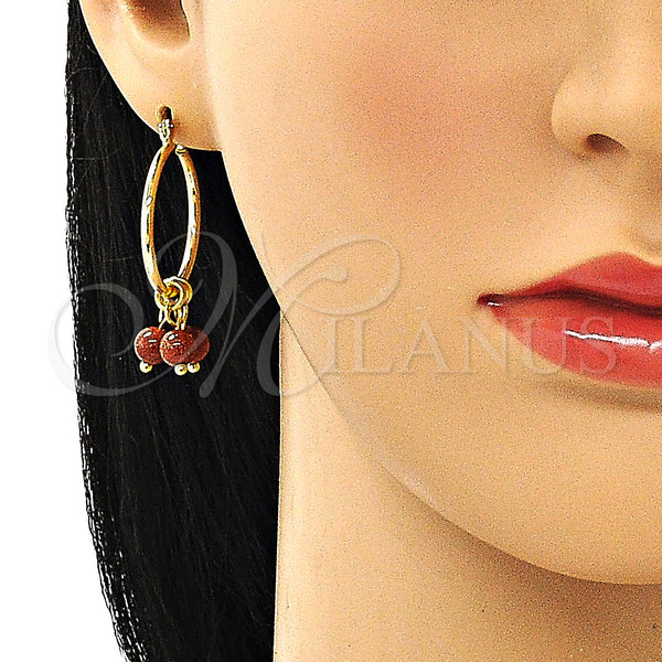 Gold Filled Hoop Earrings — Small Hoop with Brown Goldstone Venturina Polished 02.63. — alternate product view — SKU 149517 | Oro Laminado aretes de aro — Small Hoop with Brown Goldstone Venturina pulido 02.63. — SKU 149517