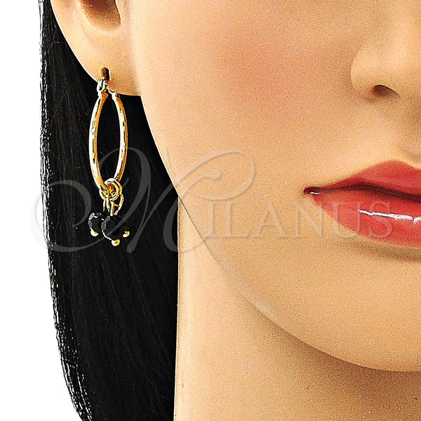 Gold Filled Hoop Earrings — Small Hoop with Black Crystal Polished 02.63. — alternate product view — SKU 149518 | Oro Laminado aretes de aro — Small Hoop with negro cristal pulido 02.63. — SKU 149518