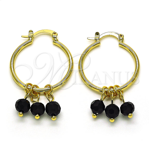 Gold Filled Hoop Earrings — Small Hoop with Black Crystal Polished 02.63. — main product view — SKU 149518 | Oro Laminado aretes de aro — Small Hoop with negro cristal pulido 02.63. — SKU 149518