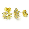 Oro Laminado Stud Earring, Gold Filled Style Baguette Design, with White Cubic Zirconia, Polished, Golden Finish, 02.210.0746