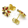 Oro Laminado Stud Earring, Gold Filled Style Baguette Design, with Garnet Cubic Zirconia, Polished, Golden Finish, 02.210.0746.3