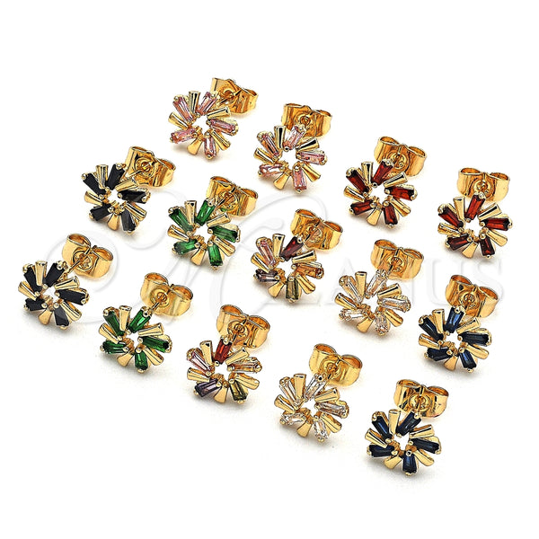 Gold Filled Ring — Stud Earring Baguette Design with Sapphire Blue Cubic — alternate product view — SKU 149527 | Oro Laminado anillo — Stud Earring Baguette diseño with Sapphire Blue Cubic — SKU 149527