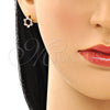 Oro Laminado Stud Earring, Gold Filled Style Baguette Design, with Pink Cubic Zirconia, Polished, Golden Finish, 02.210.0747.1