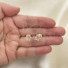 Oro Laminado Stud Earring, Gold Filled Style Baguette Design, with Pink Cubic Zirconia, Polished, Golden Finish, 02.210.0747.1