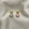 Oro Laminado Stud Earring, Gold Filled Style Baguette Design, with Pink Cubic Zirconia, Polished, Golden Finish, 02.210.0747.1