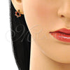Oro Laminado Stud Earring, Gold Filled Style Baguette Design, with Garnet Cubic Zirconia, Polished, Golden Finish, 02.210.0747.2
