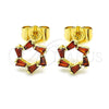 Oro Laminado Stud Earring, Gold Filled Style Baguette Design, with Garnet Cubic Zirconia, Polished, Golden Finish, 02.210.0747.2