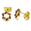 Oro Laminado Stud Earring, Gold Filled Style Baguette Design, with Garnet Cubic Zirconia, Polished, Golden Finish, 02.210.0747.2