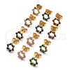 Oro Laminado Stud Earring, Gold Filled Style Baguette Design, with Garnet Cubic Zirconia, Polished, Golden Finish, 02.210.0747.2