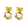 Oro Laminado Stud Earring, Gold Filled Style Baguette Design, with Multicolor Cubic Zirconia, Polished, Golden Finish, 02.210.0747.5
