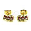 Oro Laminado Stud Earring, Gold Filled Style Swan and Baguette Design, with Multicolor Cubic Zirconia, Polished, Golden Finish, 02.210.0748.1