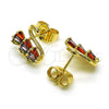 Oro Laminado Stud Earring, Gold Filled Style Swan and Baguette Design, with Multicolor Cubic Zirconia, Polished, Golden Finish, 02.210.0748.1