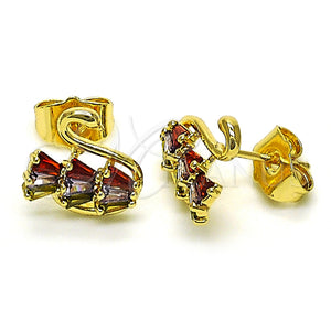 Gold Filled Ring — Stud Earring Swan and Baguette Design with Multicolor — main product view — SKU 149540 | Oro Laminado anillo — Stud Earring Swan and Baguette diseño with Multicolor — SKU 149540
