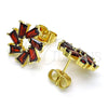 Oro Laminado Stud Earring, Gold Filled Style Baguette Design, with Garnet Cubic Zirconia, Polished, Golden Finish, 02.210.0749.3