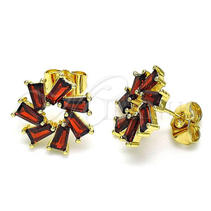 Gold Filled Ring — Stud Earring Baguette Design with Garnet Cubic Zirconia — main product view — SKU 149544 | Oro Laminado anillo — Stud Earring Baguette diseño with Garnet Cubic Zirconia — SKU 149544