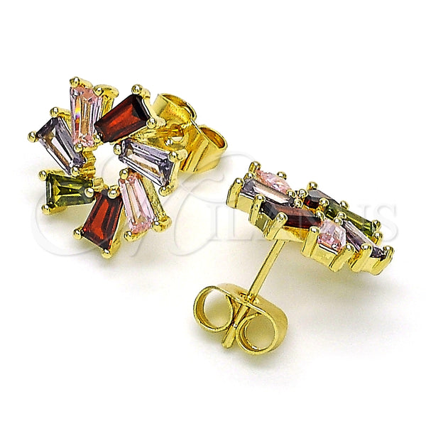 Gold Filled Ring — Stud Earring Baguette Design with Multicolor Cubic Zirconia — alternate product view — SKU 149547 | Oro Laminado anillo — Stud Earring Baguette diseño with Multicolor Cubic Zirconia — SKU 149547