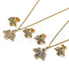 Oro Laminado Earring and Pendant Adult Set, Gold Filled Style Angel Design, with Multicolor Cubic Zirconia, Polished, Golden Finish, 10.284.0028.1
