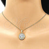 Oro Laminado Earring and Pendant Adult Set, Gold Filled Style with White Cubic Zirconia, Polished, Golden Finish, 10.284.0030