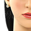 Oro Laminado Earring and Pendant Adult Set, Gold Filled Style with White Cubic Zirconia, Polished, Golden Finish, 10.284.0030