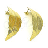 Oro Laminado Stud Earring, Gold Filled Style Leaf Design, Polished, Golden Finish, 02.213.0404