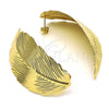 Oro Laminado Stud Earring, Gold Filled Style Leaf Design, Polished, Golden Finish, 02.213.0404