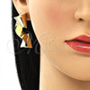 Oro Laminado Stud Earring, Gold Filled Style Polished, Golden Finish, 02.213.0405