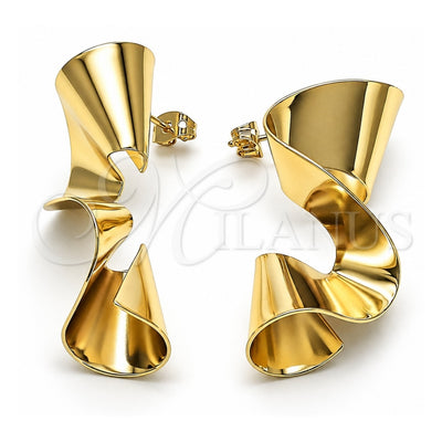 Oro Laminado Stud Earring, Gold Filled Style Polished, Golden Finish, 02.213.0405