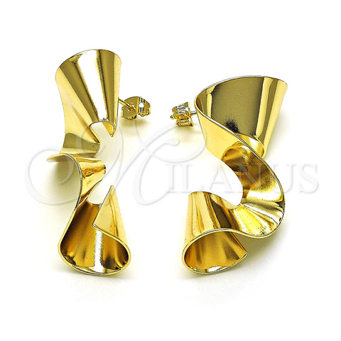 Oro Laminado Stud Earring, Gold Filled Style Polished, Golden Finish, 02.213.0405