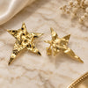 Oro Laminado Stud Earring, Gold Filled Style Star Design, Polished, Golden Finish, 02.213.0406