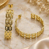 Oro Laminado Stud Earring, Gold Filled Style Paperclip Design, Polished, Golden Finish, 02.213.0407