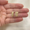 Oro Laminado Stud Earring, Gold Filled Style Twist Design, Polished, Golden Finish, 02.213.0408