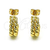 Oro Laminado Stud Earring, Gold Filled Style Twist Design, Polished, Golden Finish, 02.213.0408