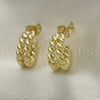 Oro Laminado Stud Earring, Gold Filled Style Twist Design, Polished, Golden Finish, 02.213.0408